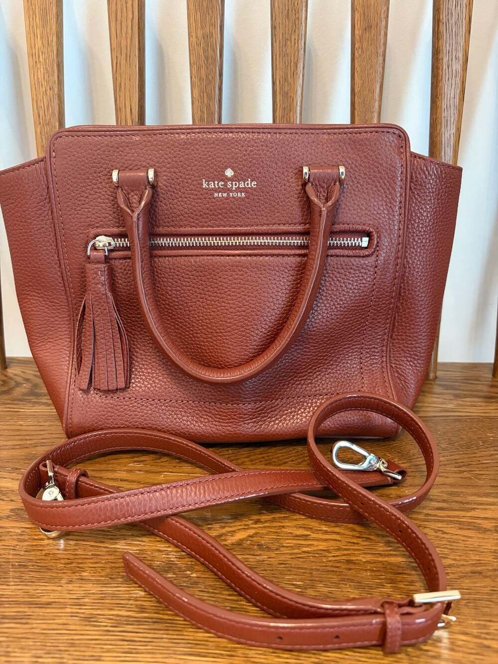 Kate Spade Chester Street Small Allyn Leather Satchel Bag Warm Cognac